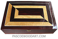 Handcrafted Wood Box - Decorative wood large men's valet box or keepsake box made of cocobolo with cocobolo and Ceylon satinwood mosaic top