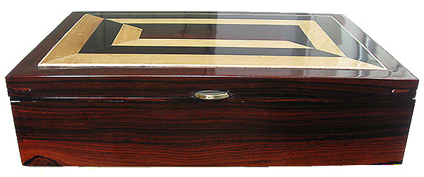 Cocobolo box front - Handcrafted wood men's valet box or keepsake box