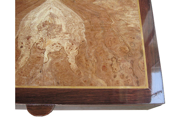 Spalted maple burl box top closeup - Handmade wood men's valet box
