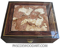 Handcrafted wood box - Men's valet box made of East Indian rosewood with variegated spalted maple burl center top