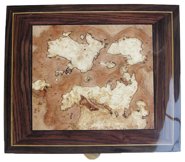 Variegated spalted maple burl center box top - Handcraftd wood men's valet box