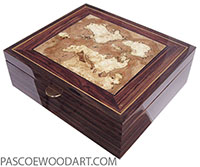 Handcrafted wood box - Men's valet box made of East Indian rosewood with variegated spalted maple burl center top