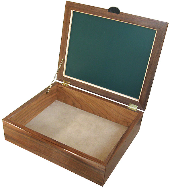 Handcrafted large wood box - Decorative wood large men's valet box - open view