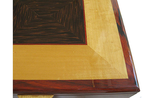 Black palm and Ceylon satinwood framed box top - Handmade large wood box