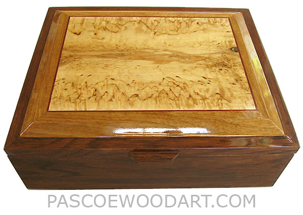 Handcrafted Large Wood Box - Decorative Wood Large Men's Valet or Document Box - Honduras Rosewood, Masur Birch, 