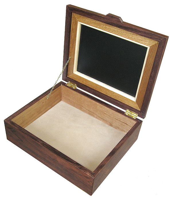 Handcrafted large wood box - open view - Decorative wood men's large valet box