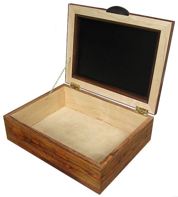Handcrafted large wood box - Decorative large men's valet, keepsake box - open view