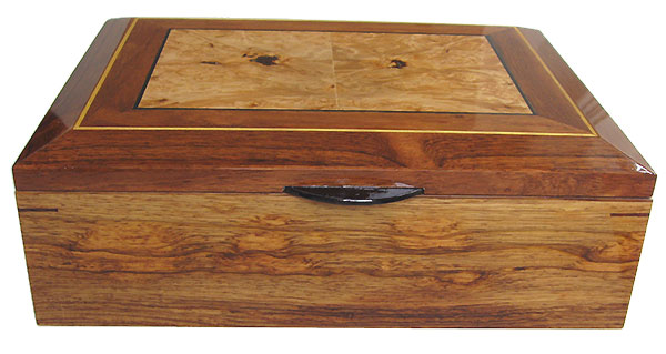 Honduras rosewood box front - Handcrafted large men's valet box, keepsake box 