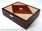 Handcrafted men's valet box made from kamagong wood, east Indian rosewood, bird's eye maple