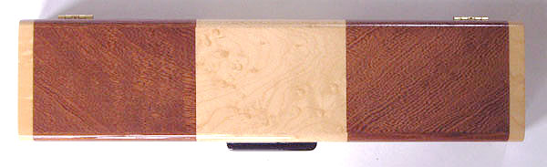 Sapele and bird's eye maple wood weekly pill box top view