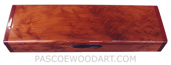 Handmade decorative wood weekly pill box made of bird's eye redwood with bloodwood ends