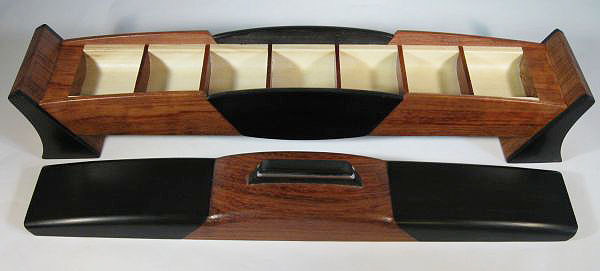 Decorative pill box made from ebony, bubinga - Handmade weekly pill organizer with 7 compartments