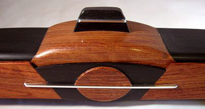 Decorative wood pill box close up