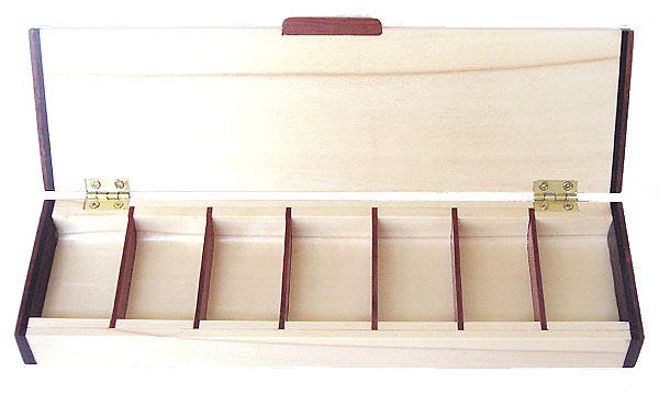 7 day pill organizer - open view - Handmade wood pill box