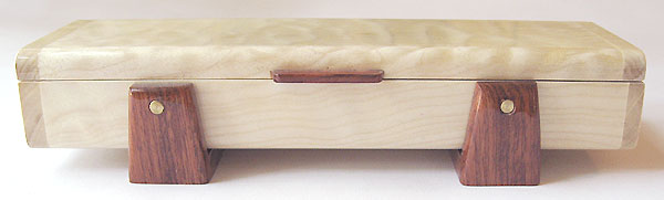 Decorative wood weekly pill box - front view